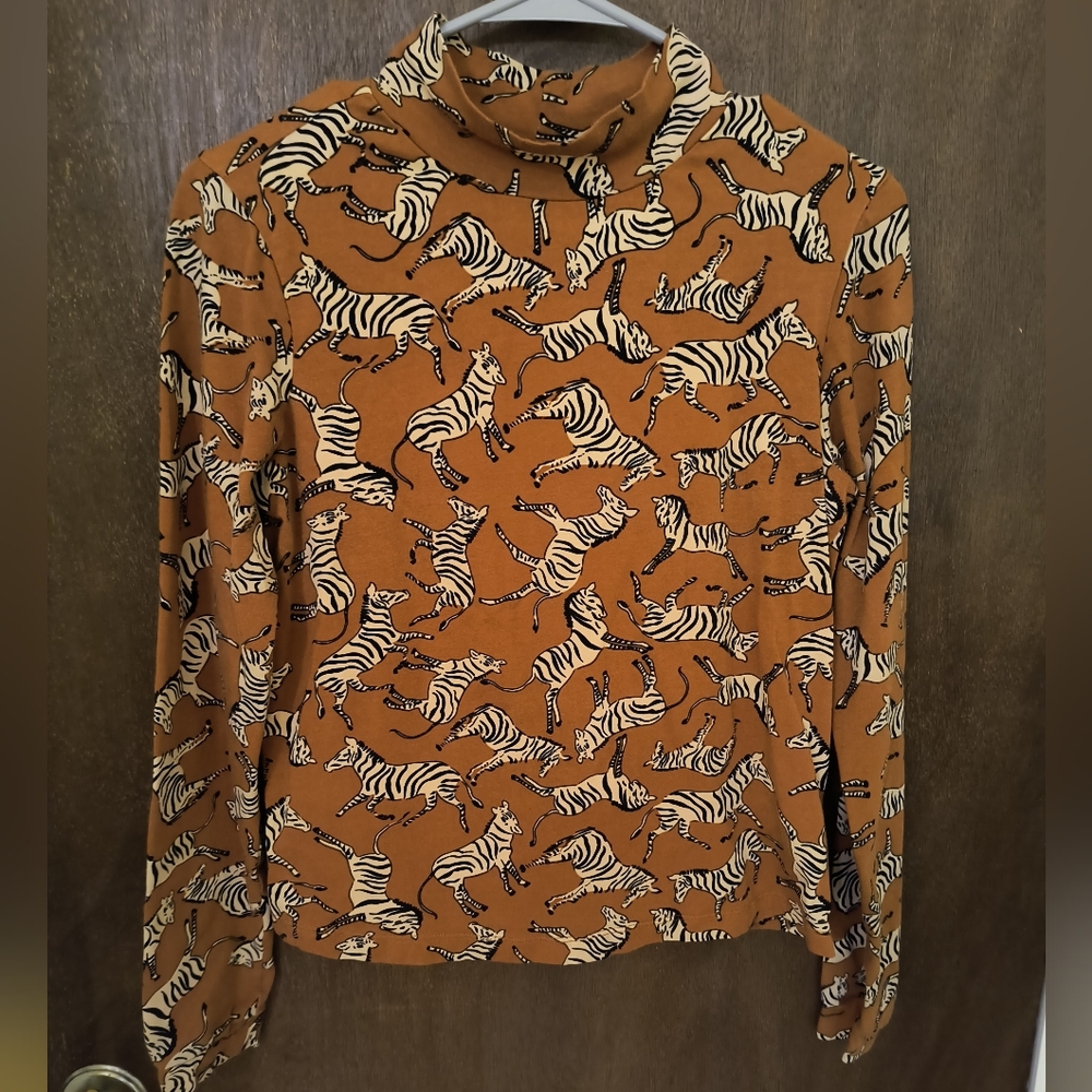 Maeve long sleeve orange zebra top